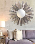 Wooden Sunburst Wall Mirror - From Where -
