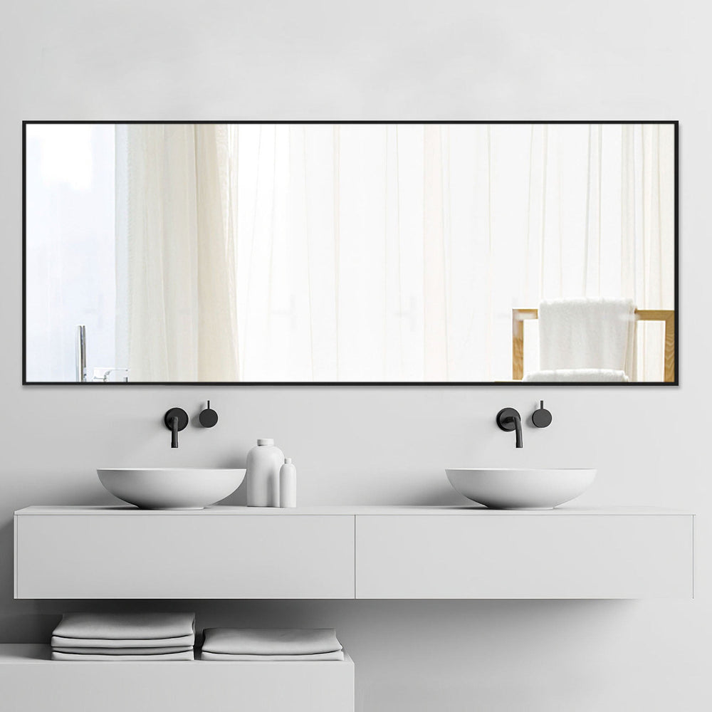 POSHIONS 71"x28" Full Length Mirrors Rectangle Floor Mirrors for Dressing, Modern, Black
