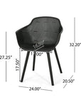 GDF Studio Barbados Outdoor Acacia Wood and Resin 7 Piece Dining Set, Black and Teak