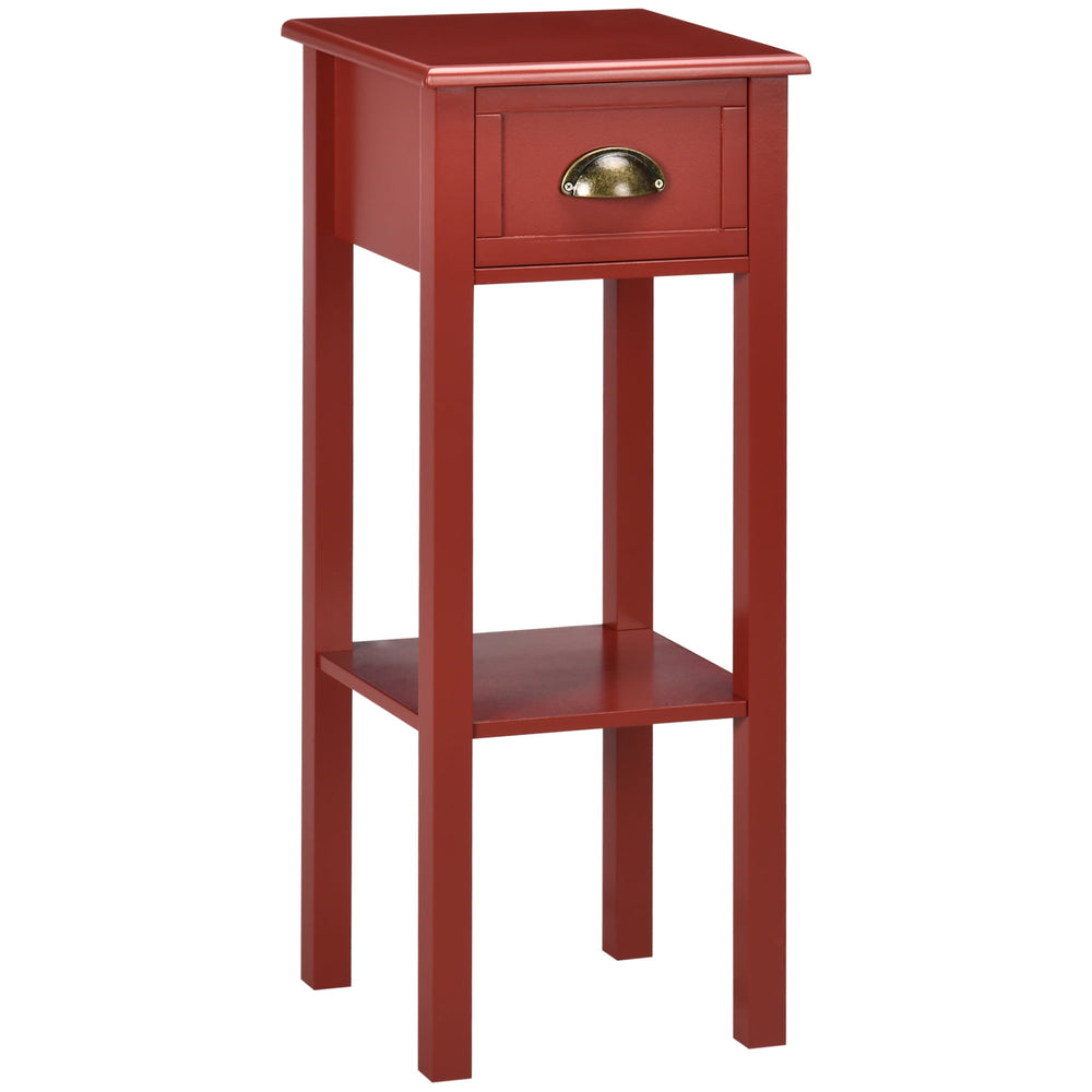 HomCom 30&quot; Elegant Narrow Accent End Bedside Sofa Table with Storage Drawer, Red