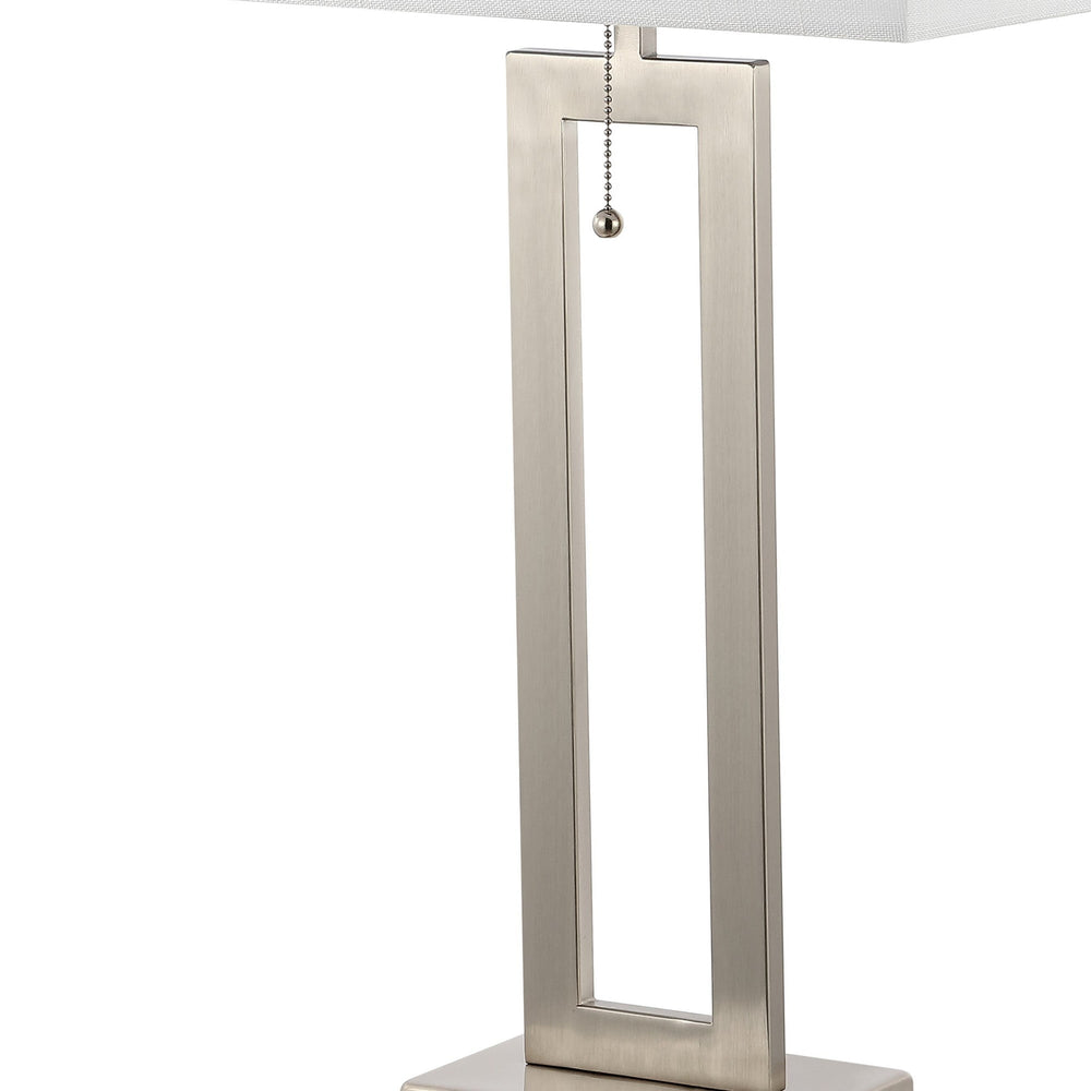 JONATHAN Y Sabrina 28.5" Vintage Industrial Iron LED Table Lamp with Pull-Chain and USB Charging Port, Nickel (Set of 2)