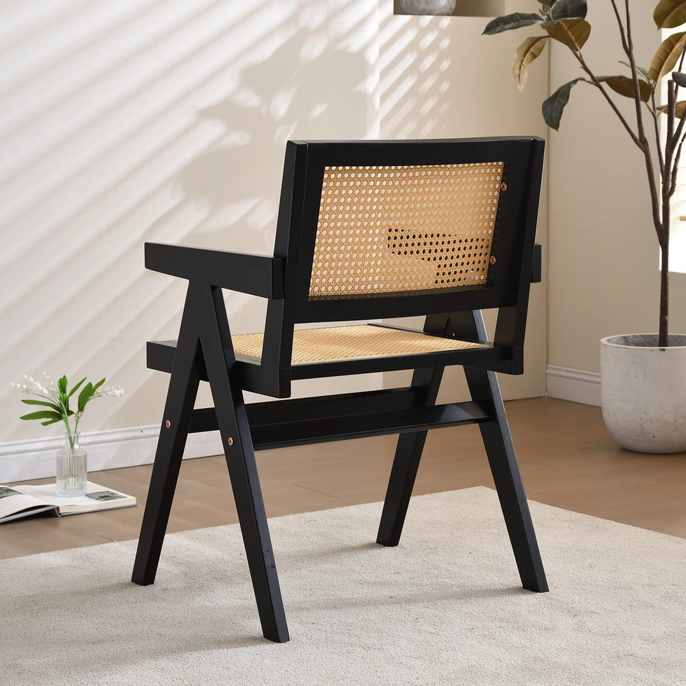 Vintage Solid Wood Rattan Chair