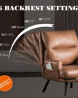 Adjustable Backrest Accent Chair with Ottoman