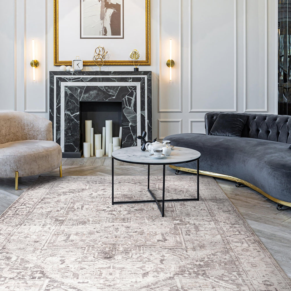 Atrium Medallion Spill Proof Washable Rug | Grey