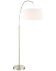 360 Lighting Cora Modern Arc Floor Lamp Standing 72" Tall Brushed Nickel Metal White Linen Drum Shade for Living Room Reading Bedroom Office House