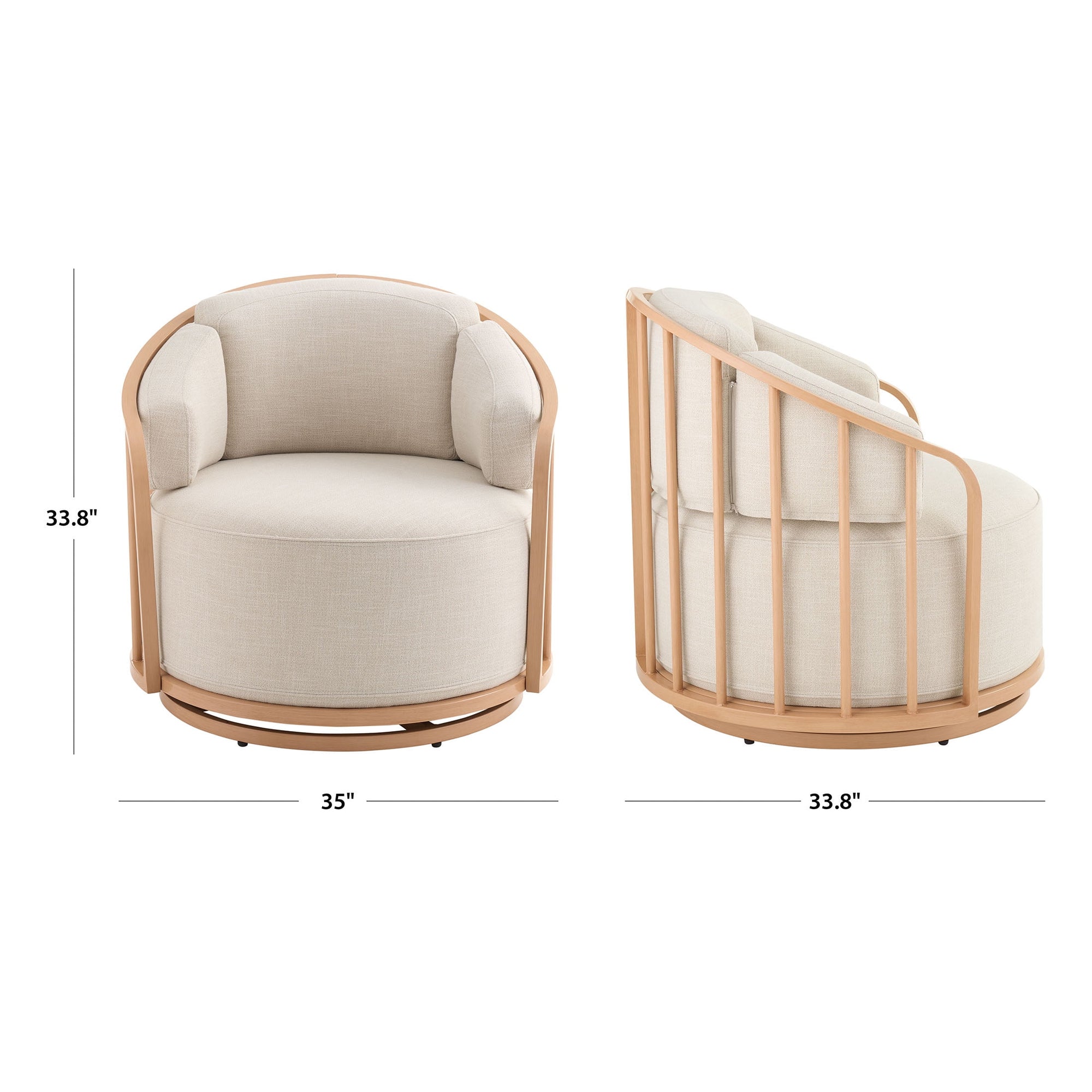 Free Shipping! Better Homes &amp; Gardens Lillian Swivel Birdcage Accent Chair, Cream Linen, Natural Pine Finish