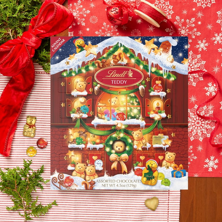 Lindt Teddy Bear Christmas Chocolate Candy Advent Calendar, 4.5 oz.
