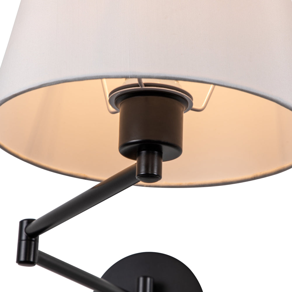 C Cattleya 2-Pack Indoor Wall Light with Linen Shade Black Finish Swing Arm Wall Light Plug-In/Hardwired