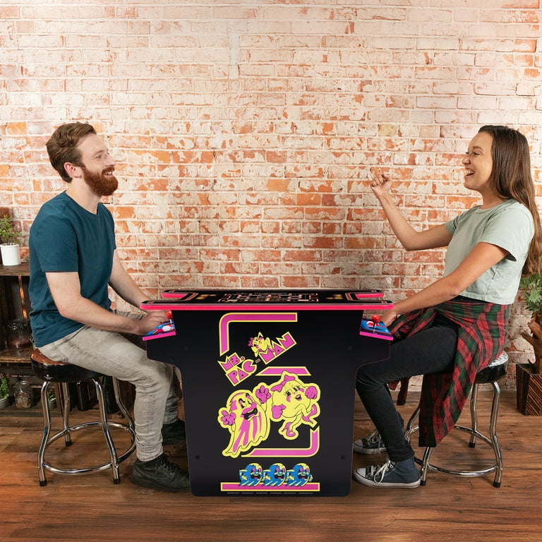 Arcade1Up Ms.PAC-MAN Head-to-Head Arcade Machine – Retro Home Arcade Table with 12 Classic Games, Light-Up Control Deck & Real-Feel Joysticks