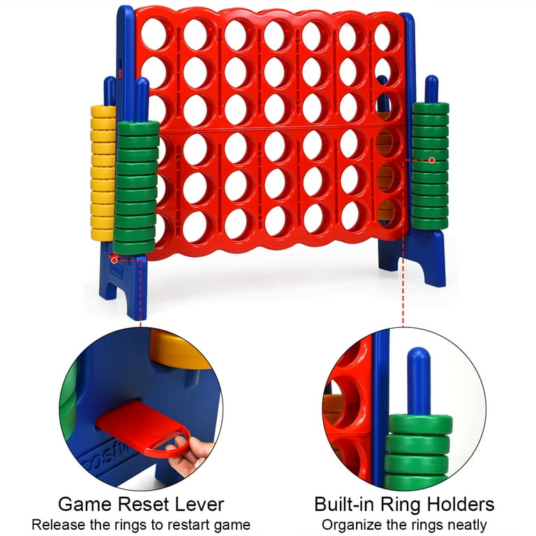 Costway Jumbo 4-to-Score 4 in A Row Giant Game Set Kids Adults Family Fun Red+Blue