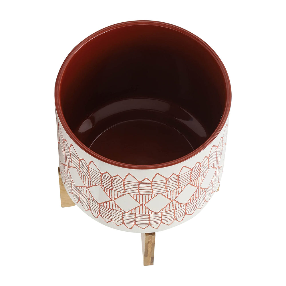 10" Aztec Planter on Wooden Stand - From Where - 