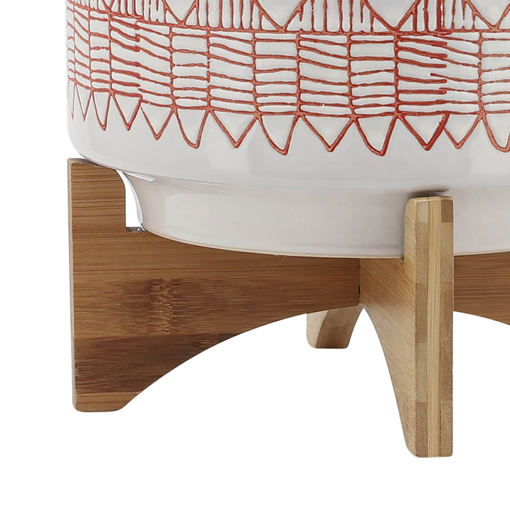 10" Aztec Planter on Wooden Stand - From Where - 