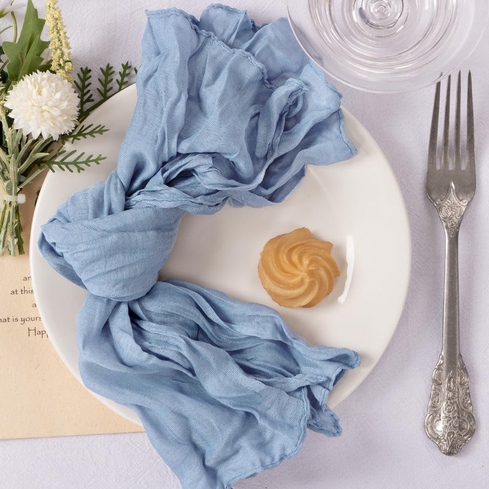 10 Pack Dusty Blue Cheesecloth Napkins - From Where Finds - 