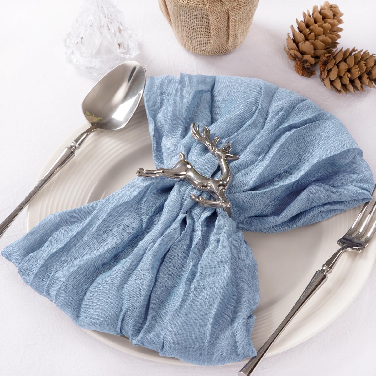 10 Pack Dusty Blue Cheesecloth Napkins - From Where Finds - 