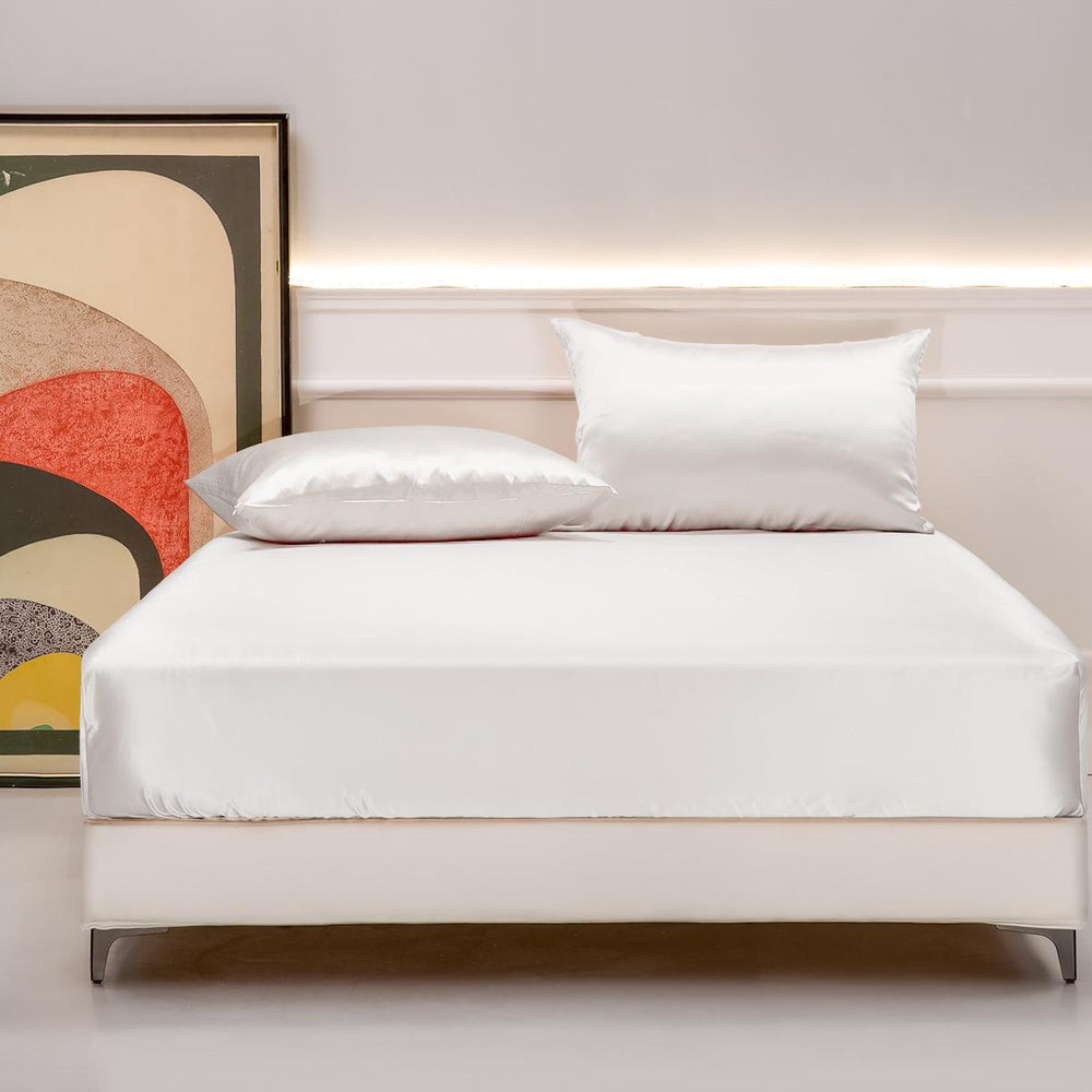 100% Mulberry Silk Fitted Sheets (Set of 3) - From Where Finds - 