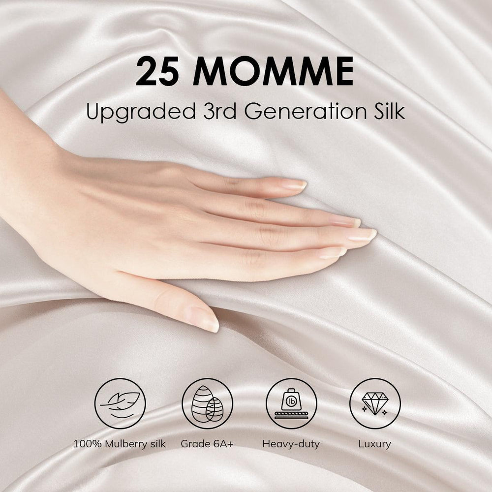 100% Mulberry Silk Fitted Sheets (Set of 3) - From Where Finds - 