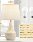 NATYSWAN Table Lamp Set of 2, 18.63in Ceramic Table Lamp Classic Beside Lamps Nightstand Lamp Modern Table Lamp for Living Room, Bedroom & Office Rocker Swtich Cream-LED Bulbs Included