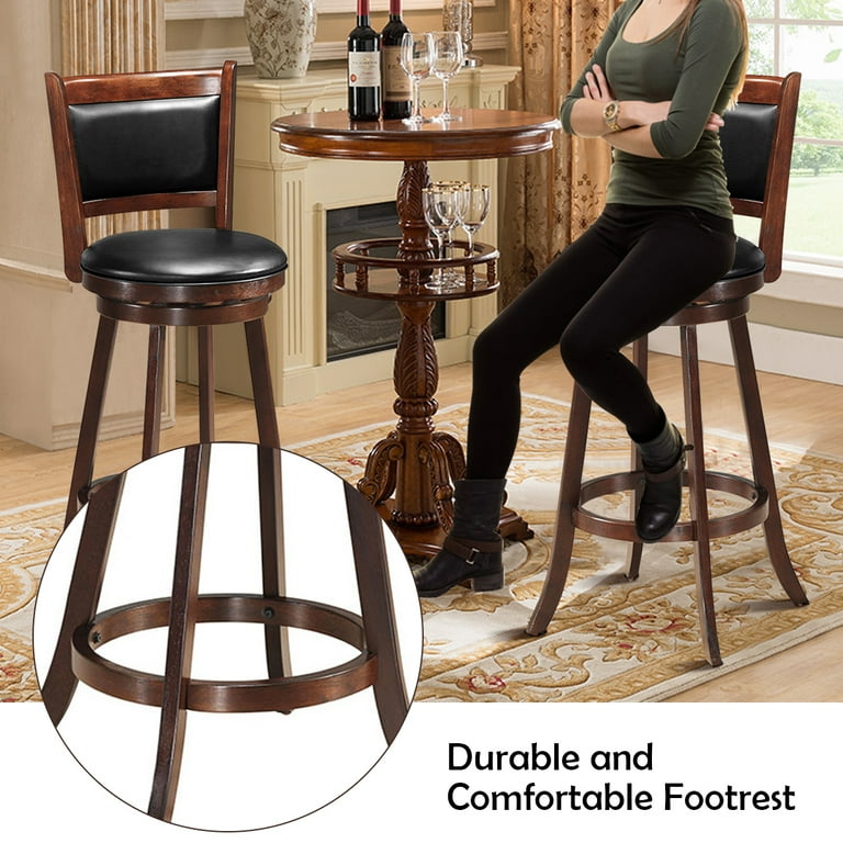 https://www.walmart.com/ip/Costway-Set-of-2-29-Swivel-Bar-Height-Stool-Wood-Dining-Chair-Upholstered-Seat-Panel-Back-Espresso/992350719