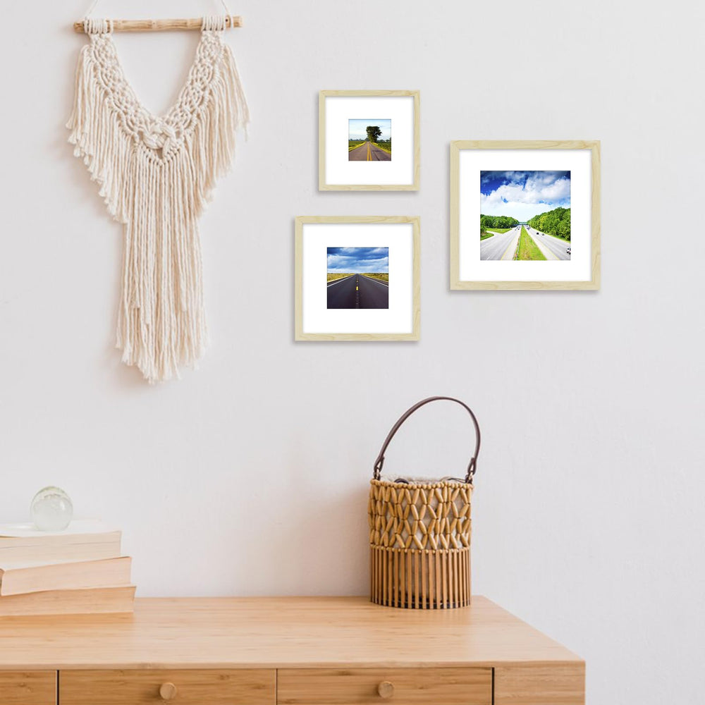10x10 Natural Wood Picture Frame Set of 9 - From Where - 