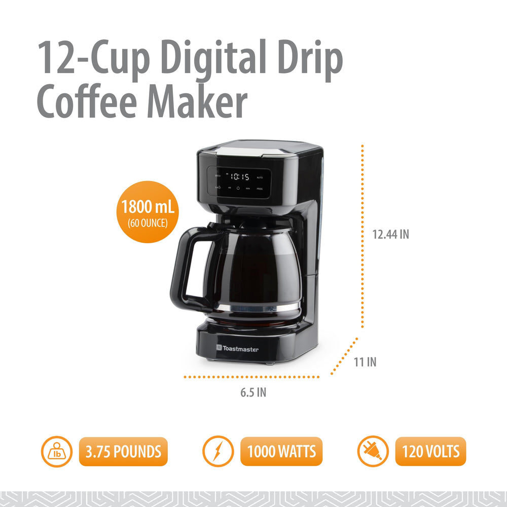 12 - Cup Digital Touchscreen Drip Coffee Maker - From Where - 
