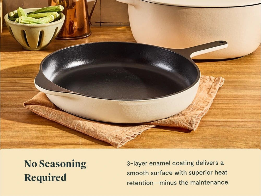 12” Enameled Cast Iron Large Skillet - From Where Finds - 