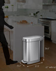 12 Gallon Slim Hands - Free Kitchen Step Trash Can - From Where - 