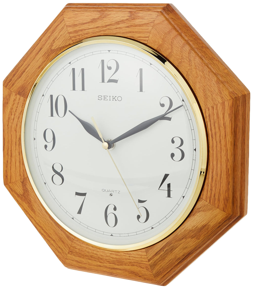 12 Inch Octagonal Solid Oak Wall Clock - From Where - 