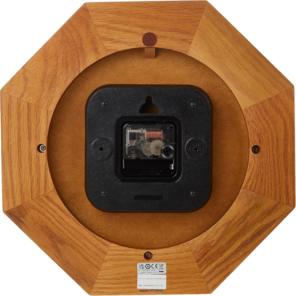 12" Octagonal Solid Oak Wall Clock - From Where - 