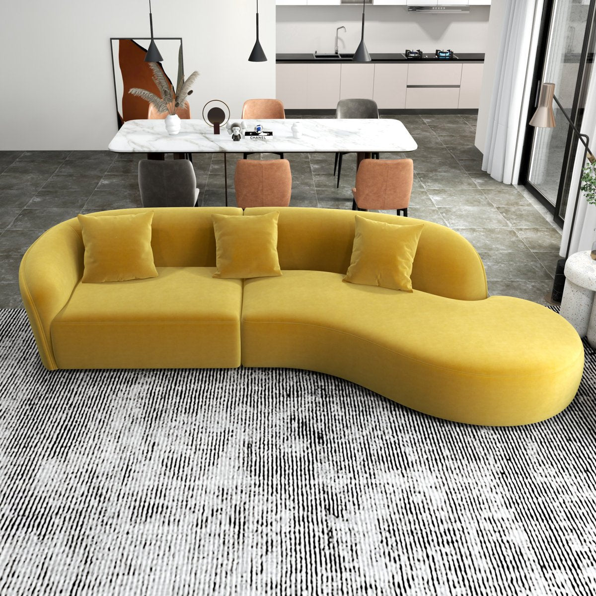 126&quot; Japandi Velvet Curvy Couch - From Where - 