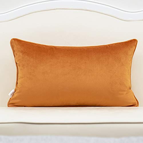 12x20 Orange Velvet Lumbar Pillow Cover - From Where - 
