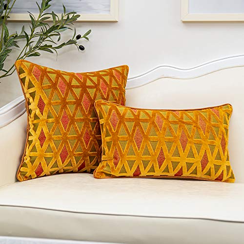 12x20 Orange Velvet Lumbar Pillow Cover - From Where - 