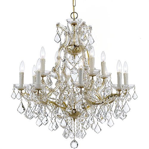 13 Light Clear Italian Crystal Gold Chandelier - From Where - 