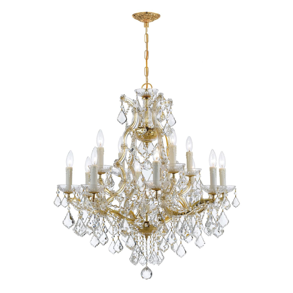 13 Light Clear Italian Crystal Gold Chandelier - From Where - 