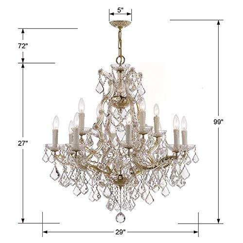 13 Light Clear Italian Crystal Gold Chandelier - From Where - 