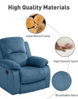 Aukfa Manual Recliner Chair, Overstuffed Single Sofa for Home Office, Flannel, Blue