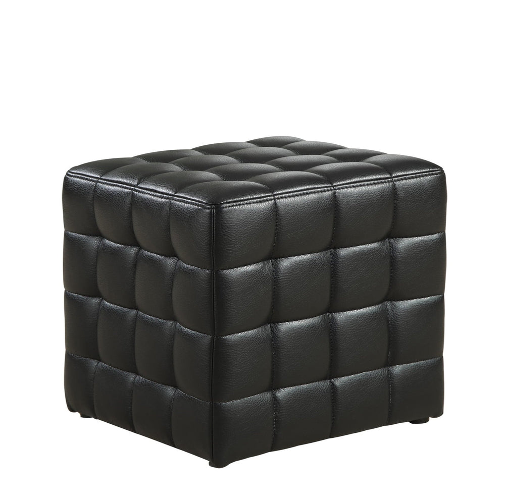 16.75" x 16.75" x 17" Black Leather Look Fabric Ottoman
