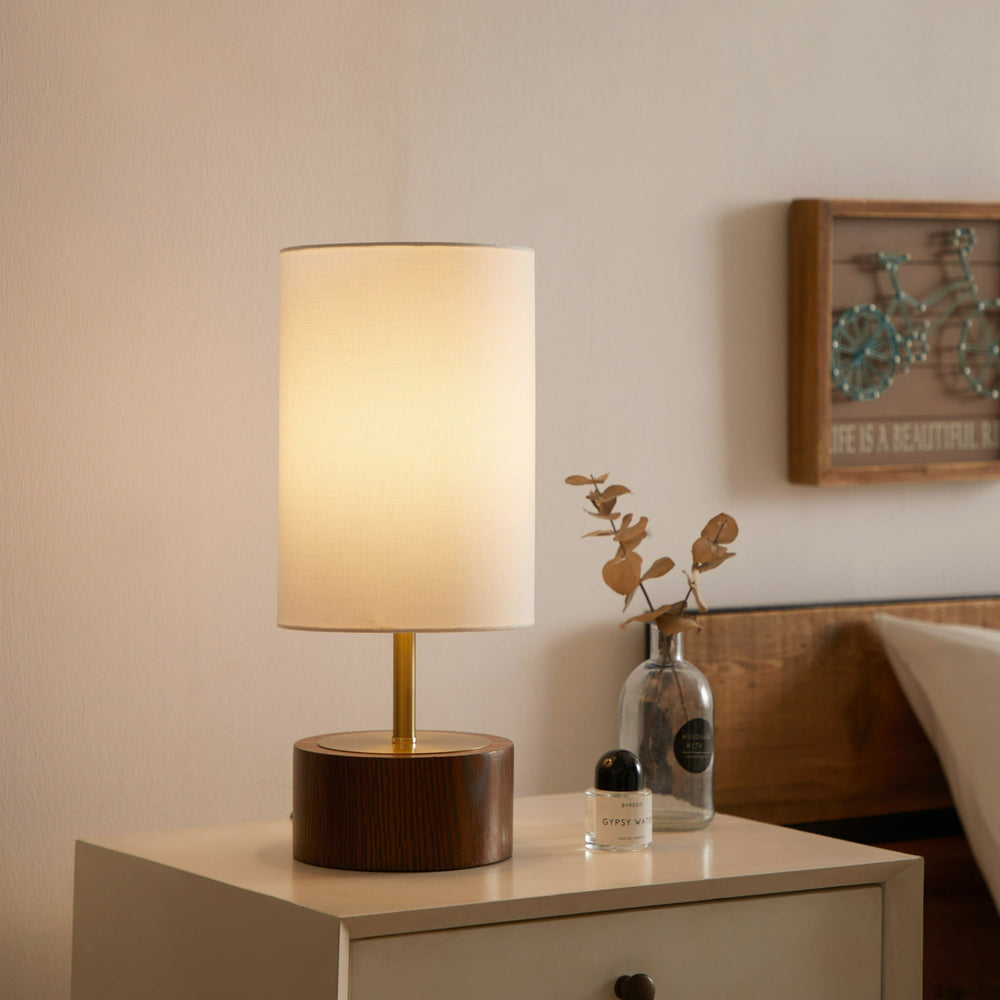 16.25" Woodgrain Touch Table Lamp - From Where - 