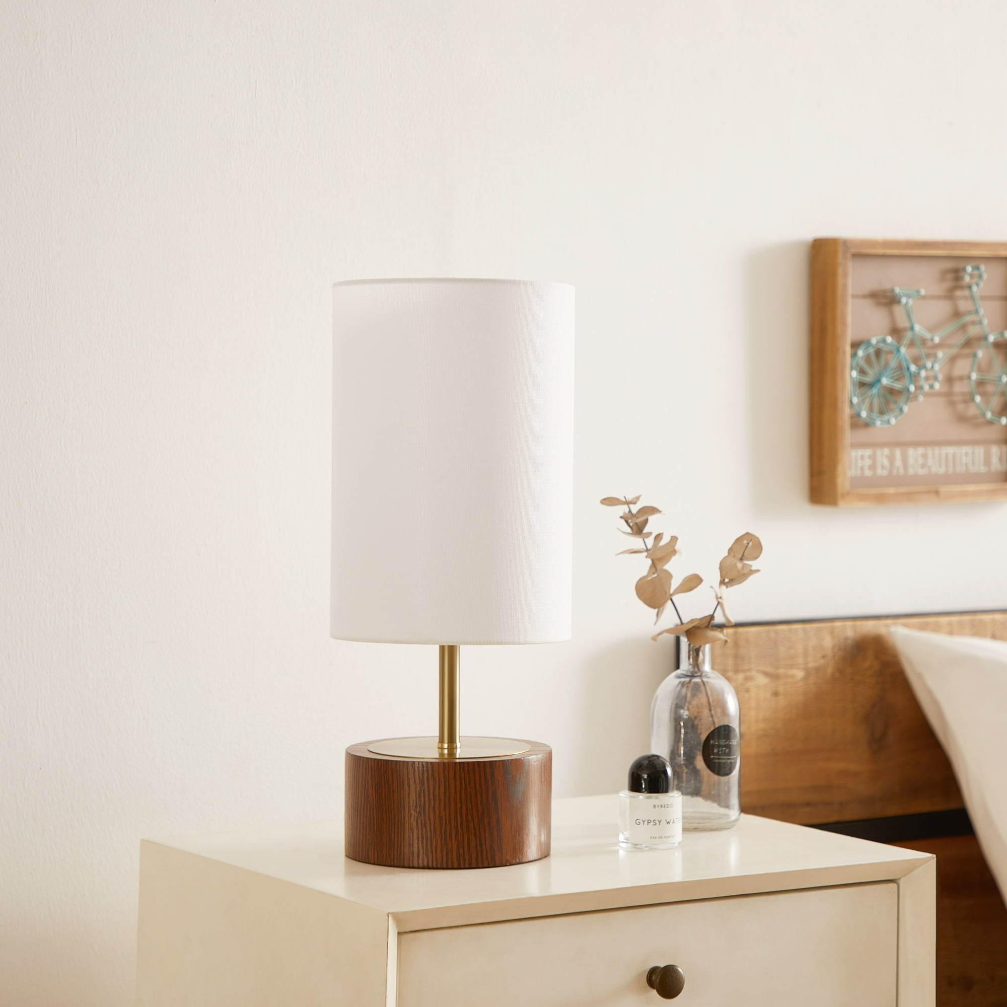 16.25" Woodgrain Touch Table Lamp - From Where - 