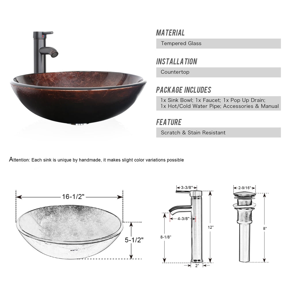 16.5 Round Ceramic Bathroom Sink Combo - From Where - 