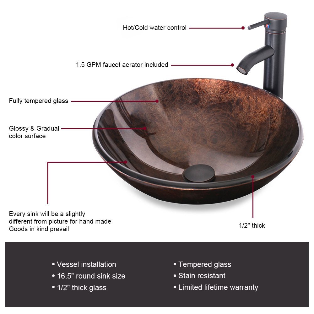 16.5 Round Ceramic Bathroom Sink Combo - From Where - 