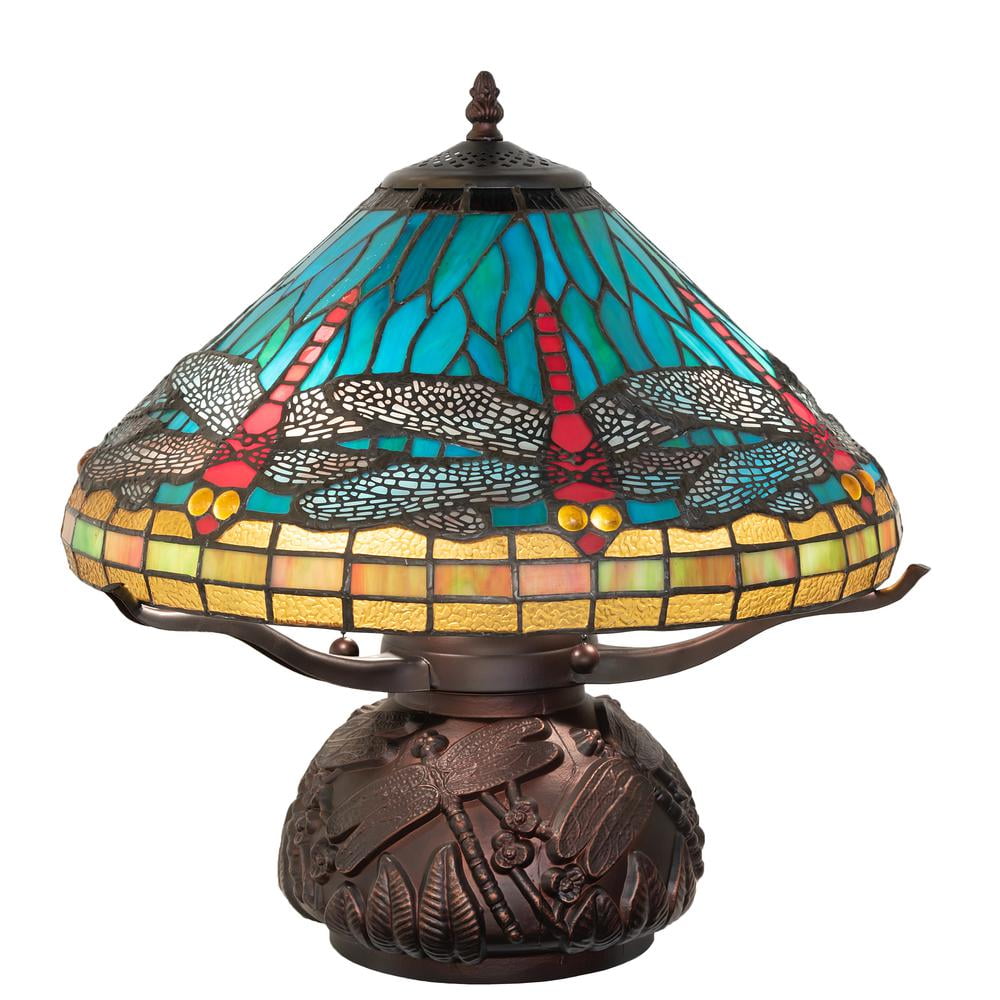 Meyda Lighting 17" High Tiffany Dragonfly Table Lamp
