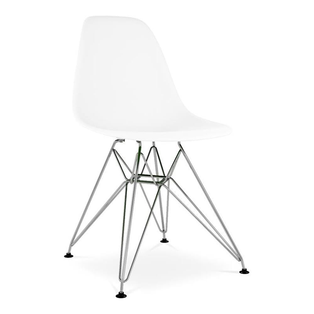 17" White Steel Dining Chair - From Where - 