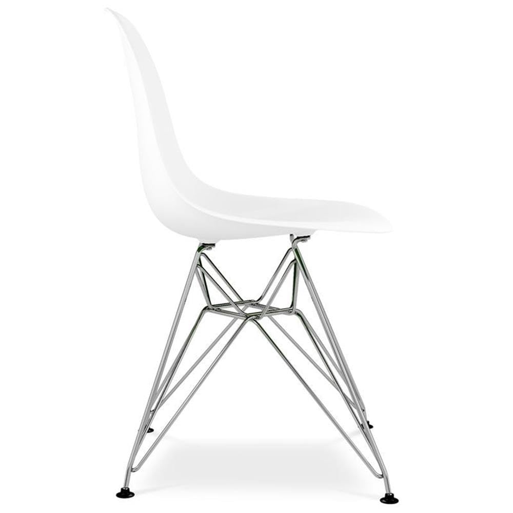 17" White Steel Dining Chair - From Where - 