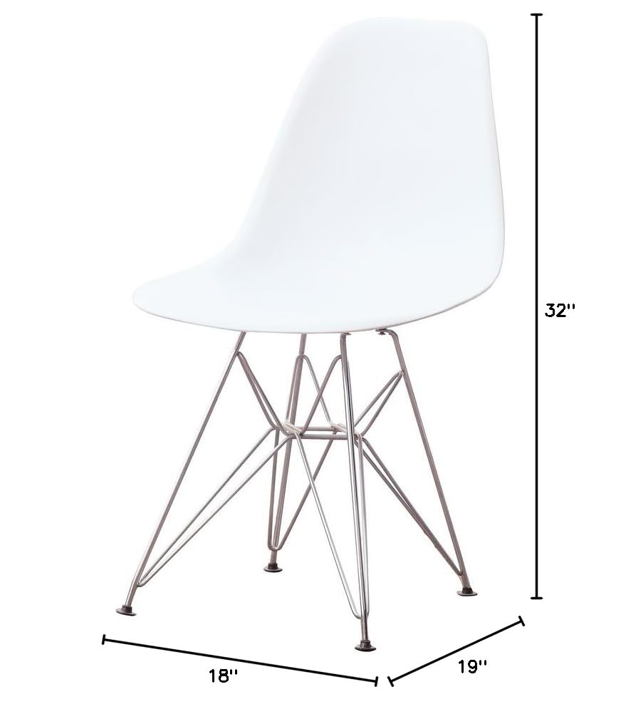 17" White Steel Dining Chair - From Where - 