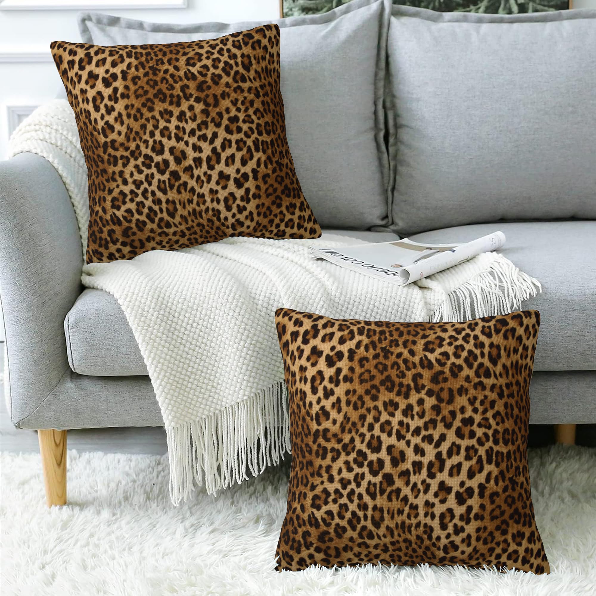 18&quot; Leopard Pillow Covers (Set of 2) - From Where - 