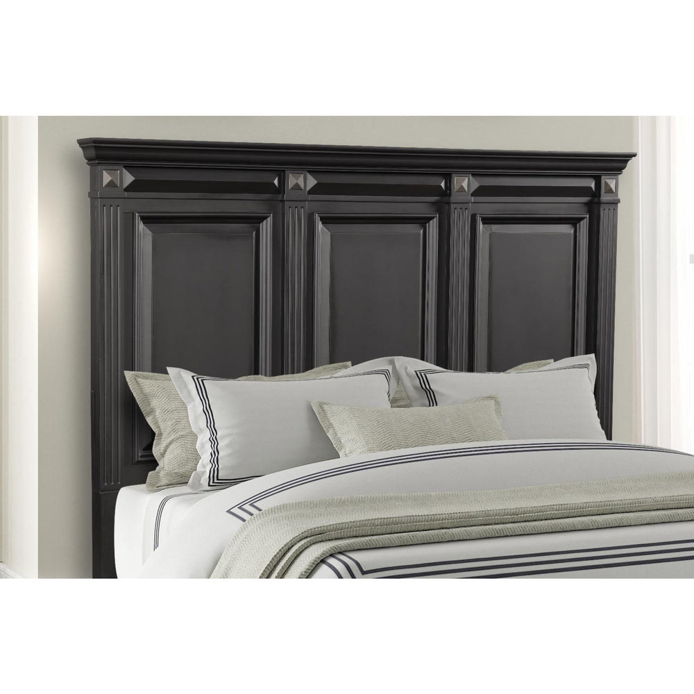 Roundhill Furniture Renova Vintage Black Wood Panel Bed, Queen