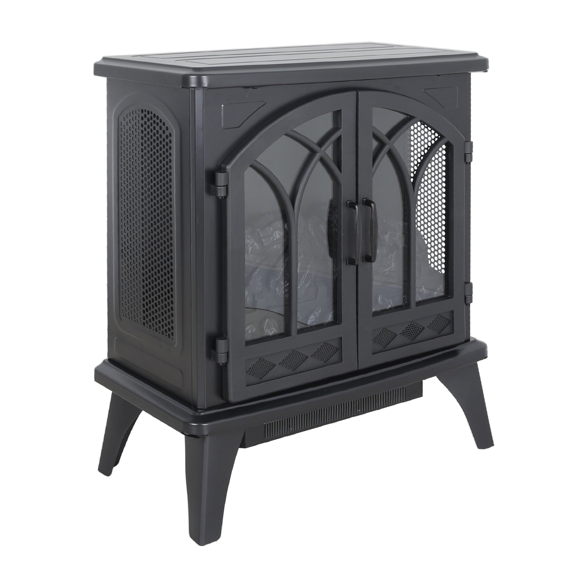 24-Inch 3D Flame Electric Infrared Quartz Fireplace Stove with Remote and Realistic Flames