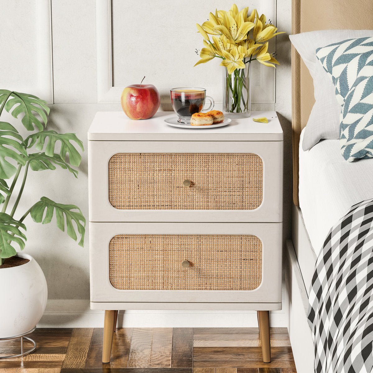 2 - Drawer Woven Nightstand - From Where - 