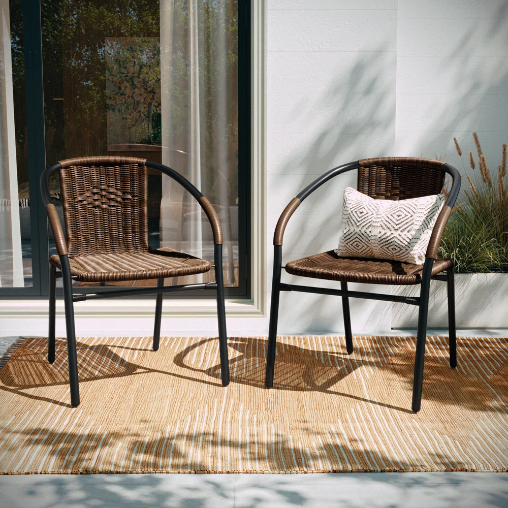 2 Pack Brown Rattan Chairs - From Where - 