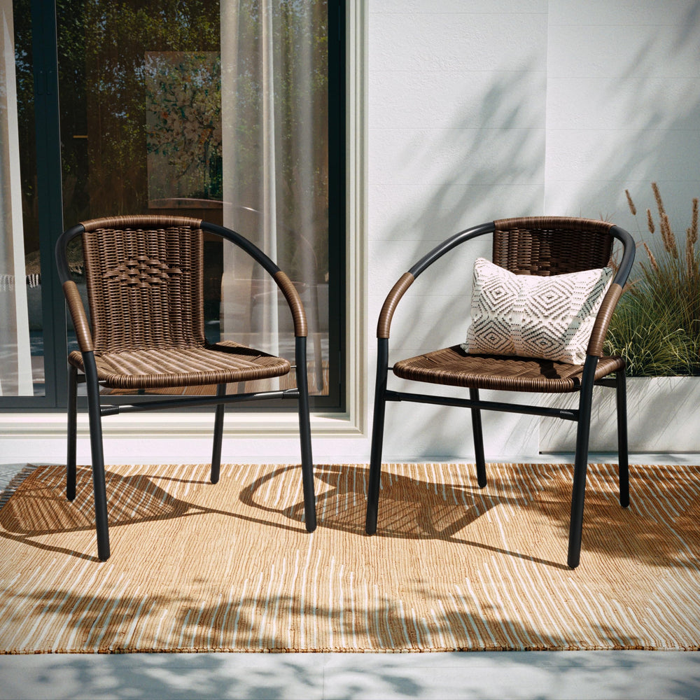 2 Pack Brown Rattan Chairs - From Where - 